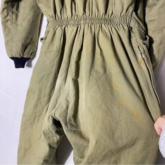Vintage Work Horse Army Green Zip Front Insulated Coveralls XL - Picture 13 of 16